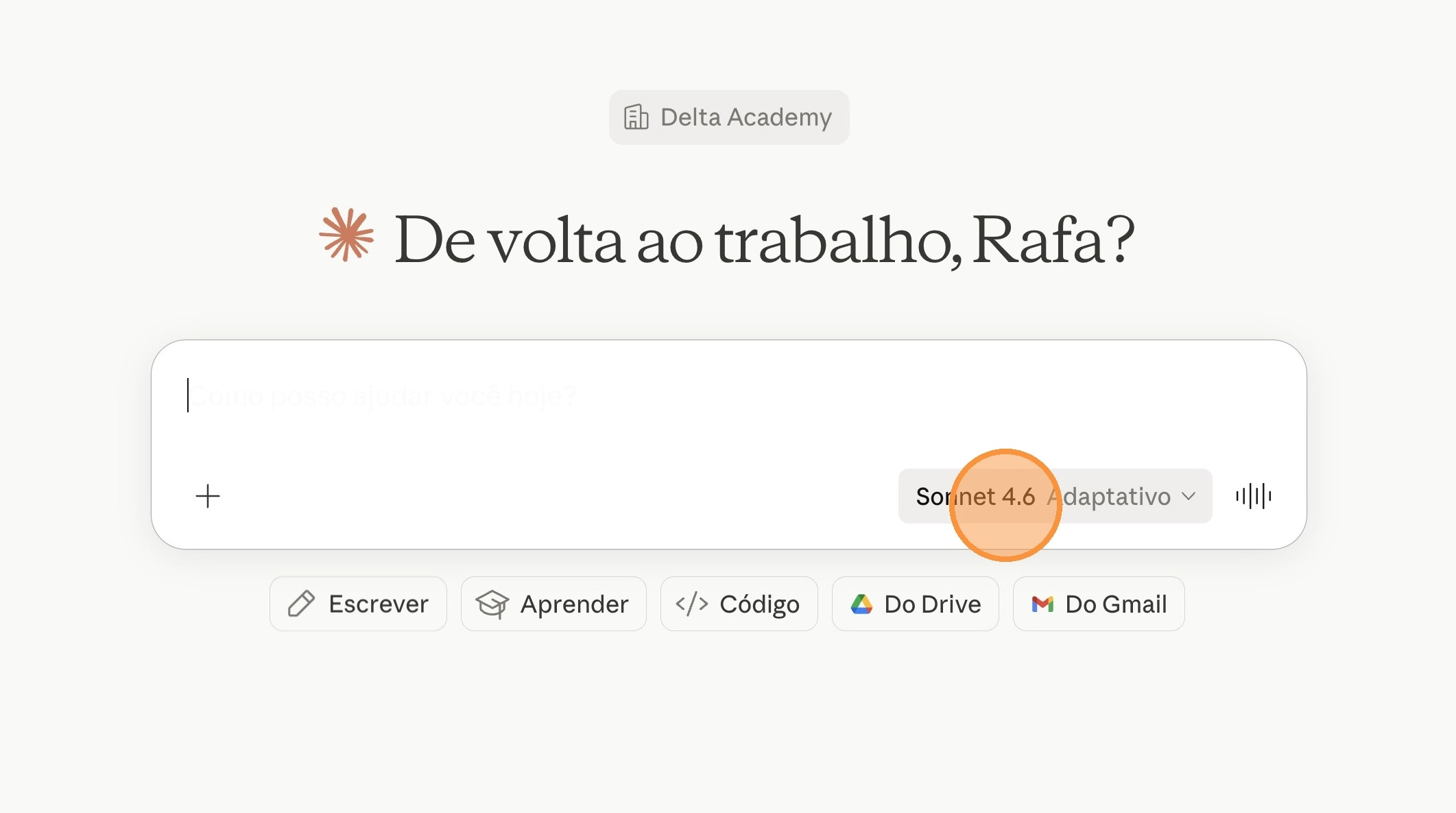 Seletor de modelo no Claude com Opus 4.7 destacado