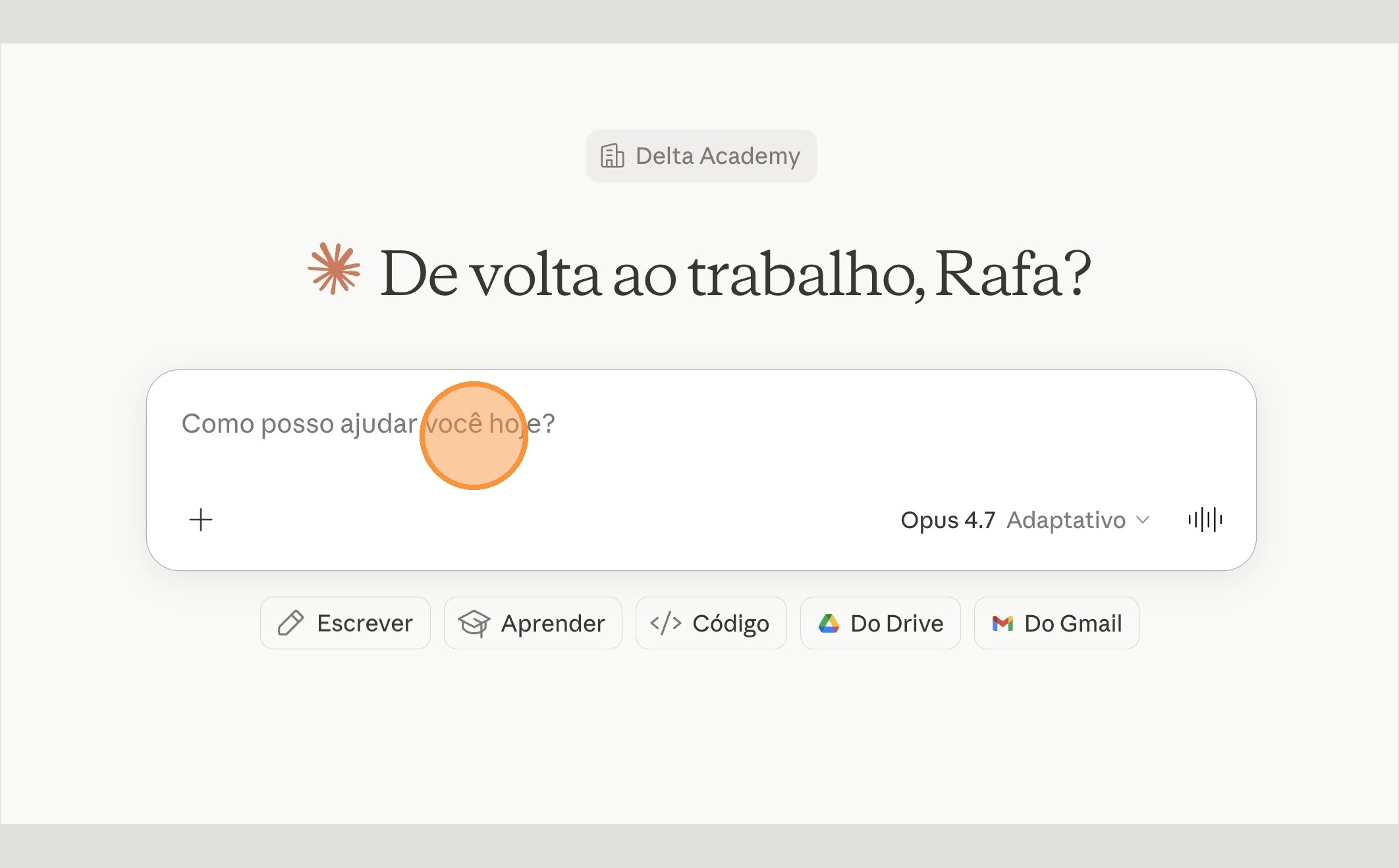 Prompt colado no campo de mensagem do Claude pronto para enviar